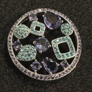 Purple/Blue crystal Pendant w/18" silver chain